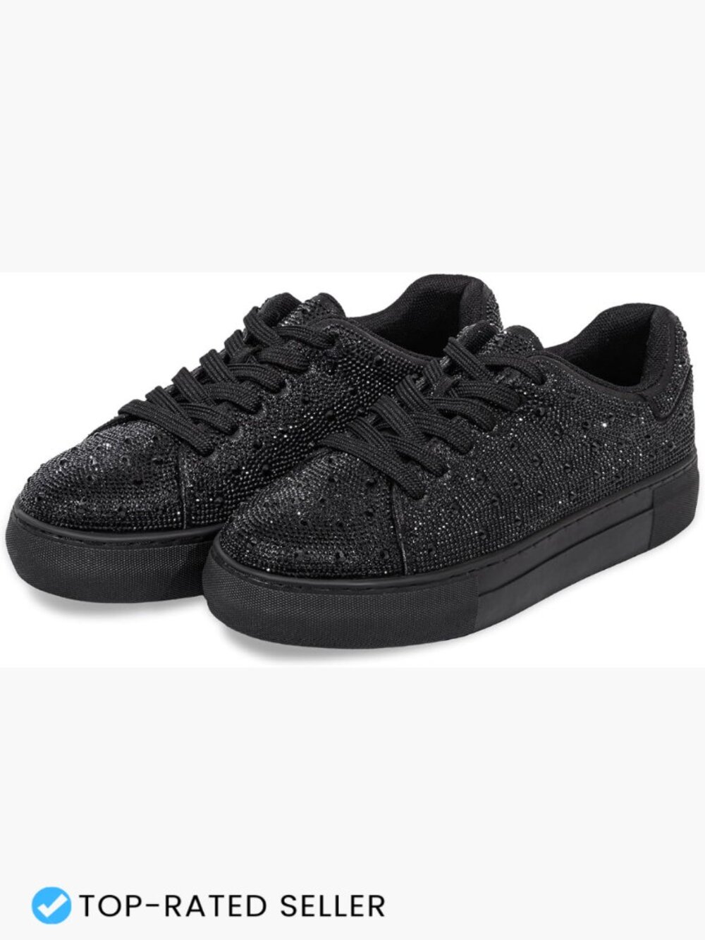 Sparkly Rhinestone Platform Sneakers Lace-Up Comfortable Casual Party Shoes